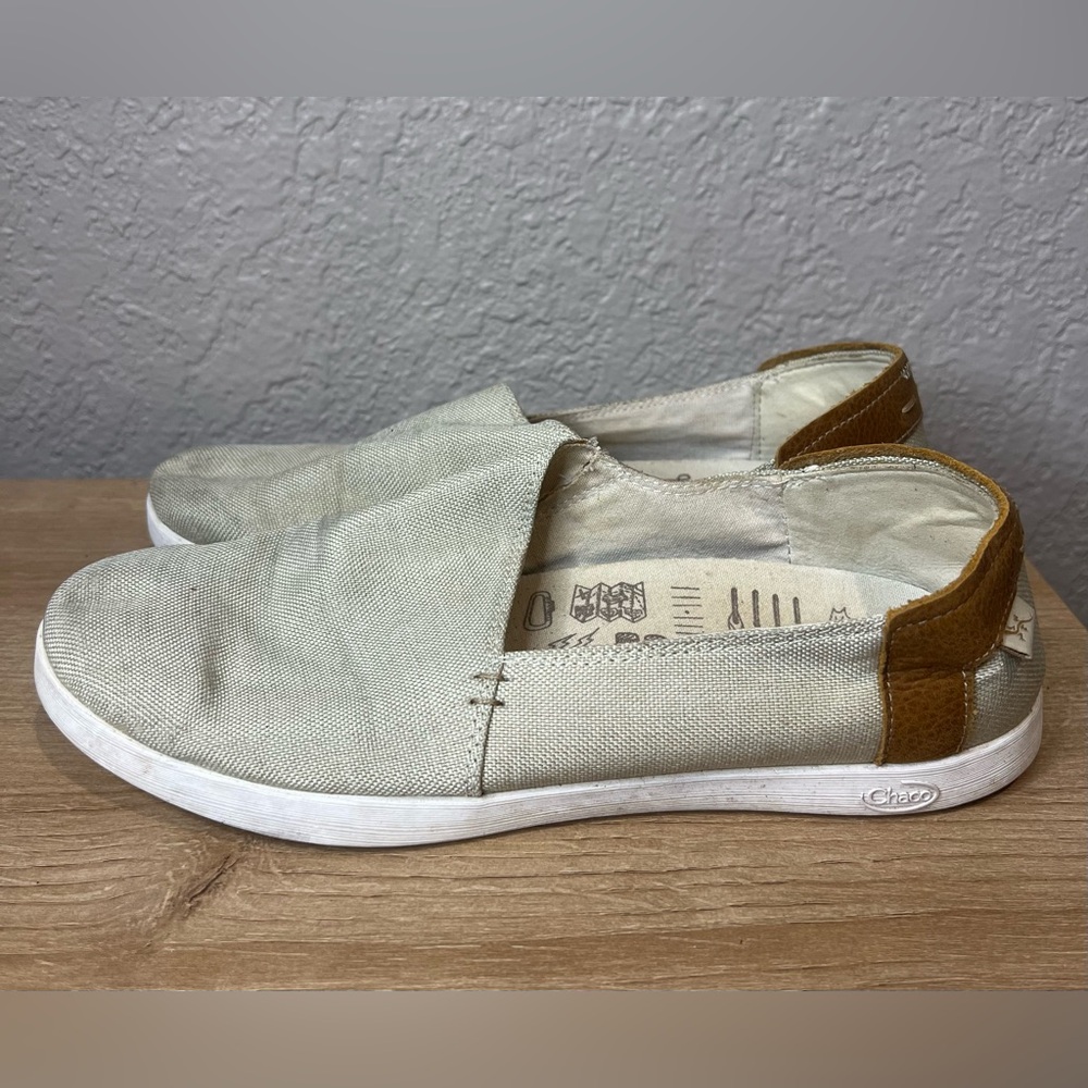 Chaco 1217 Davis Driving Loafers Slip On Tan Canvas Shoes Women’s Size 9.5 - Picture 2 of 6